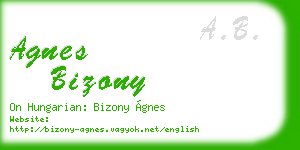 agnes bizony business card